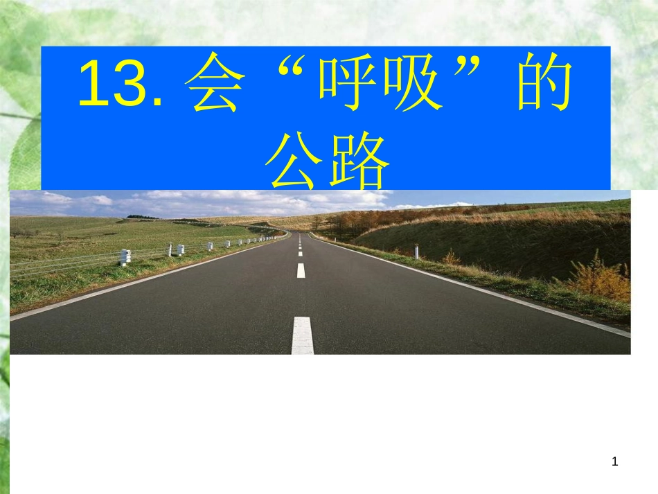 三年级语文上册 第三单元 会“呼吸”的公路课件1 西师大版_第1页