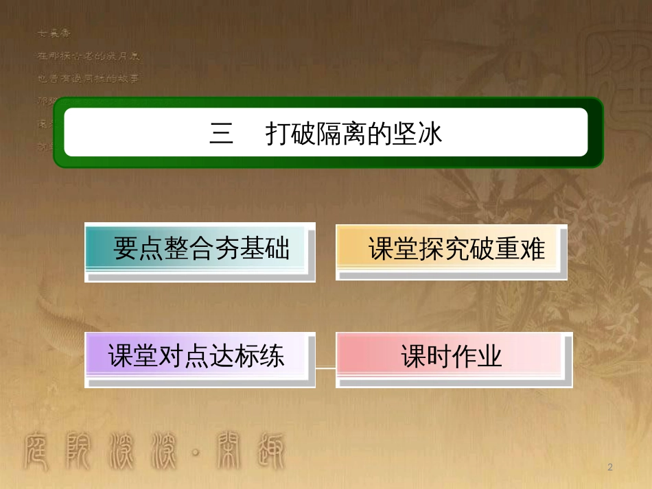 高中历史 专题8 19世纪以来的文学艺术 8.3 打破隔离的坚冰优质课件 人民版必修3_第2页