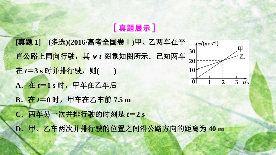 高考物理一轮复习 第一章 运动的描述 匀变速直线运动 高考专项突破（一）运动图象类问题优质课件_第2页