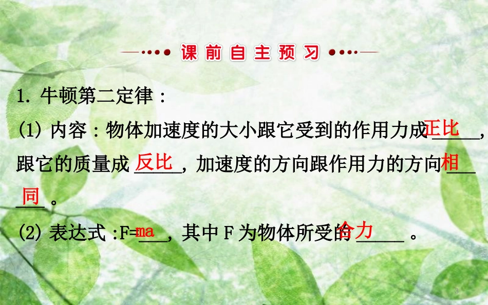 高中物理 第四章 牛顿运动定律 4.3 牛顿第二定律优质课件1 新人教版必修1_第3页