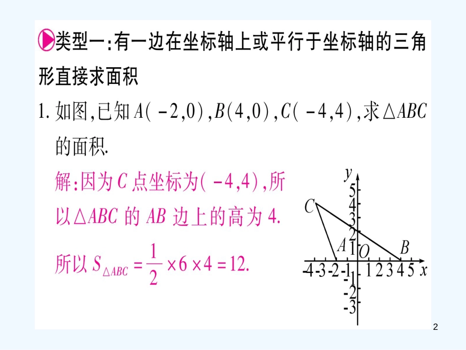 （江西专用）八年级数学上册 滚动小专题（三）平面直角坐标系中图形面积的求法作业优质课件 （新版）北师大版_第2页