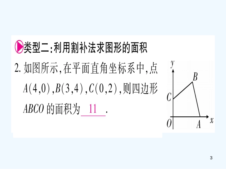 （江西专用）八年级数学上册 滚动小专题（三）平面直角坐标系中图形面积的求法作业优质课件 （新版）北师大版_第3页