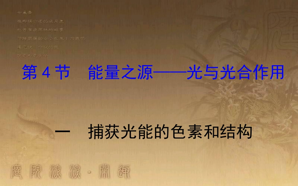 高中生物 第五章 细胞的能量供应和利用 第四节 能量之源--光与光合作用 5.4.1优质课件 新人教版必修1_第1页