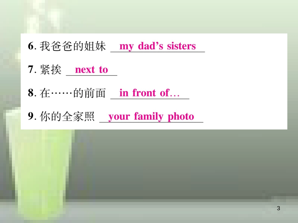 （浙江专用）七年级英语上册 Module 2 My family Unit 1 Is this your mum习题优质课件 （新版）外研版_第3页