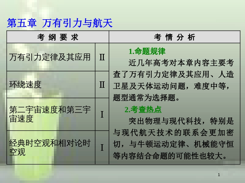 高考物理总复习 第五章 万有引力与航天 第25课时 万有引力定律及应用（重点突破课）优质课件_第1页