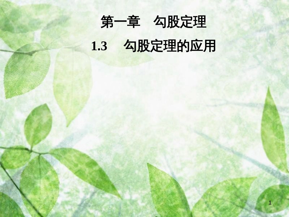 八年级数学上册 第一章 勾股定理 1.3 勾股定理的应用导学优质课件 （新版）北师大版_第1页