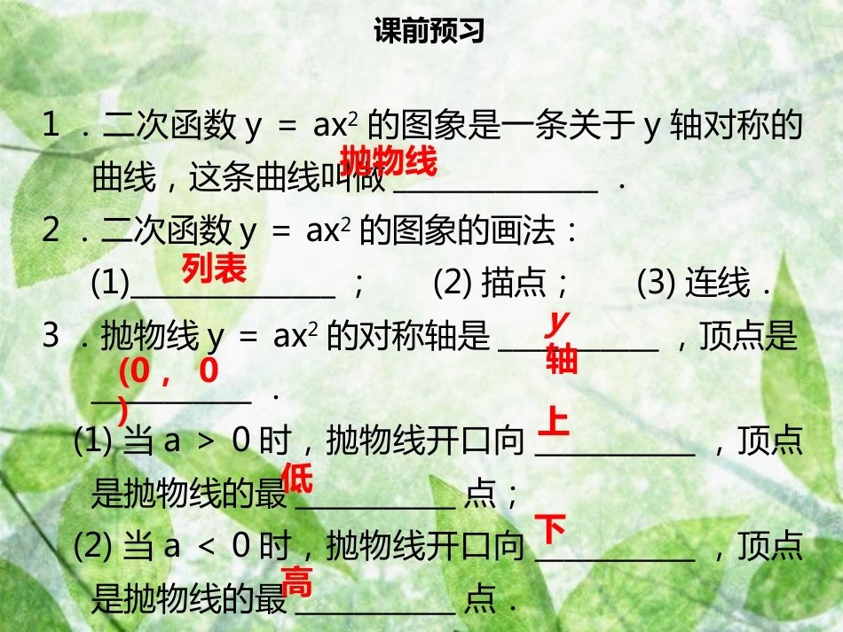 九年级数学上册 第二十二章 二次函数 22.1 二次函数的图象和性质 22.1.2 二次函数y＝ax2的图象和性质导学优质课件 （新版）新人教版_第3页