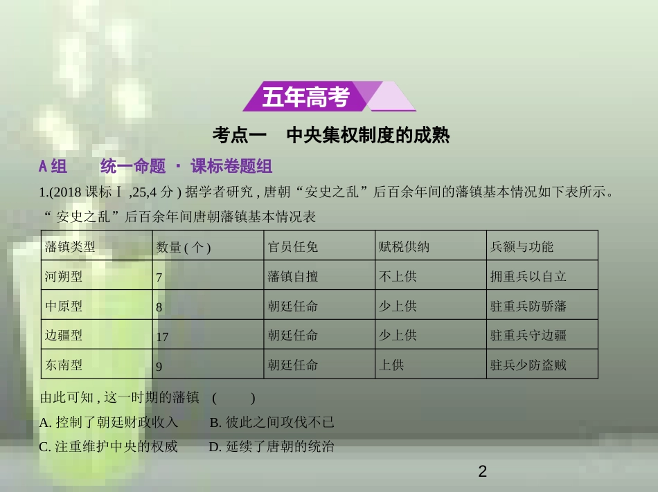 （全国通史版）2019高考历史总复习 专题三 中国古代文明的曲折与繁荣——魏晋至隋唐优质课件_第2页