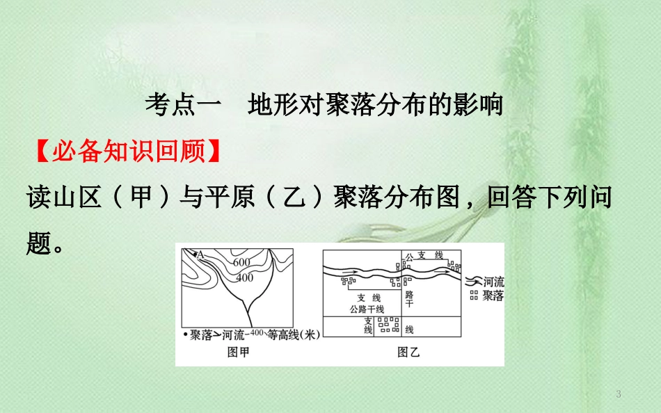 高考地理一轮复习 第四章 自然环境对人类活动的影响 4.1 地形对聚落及交通线路分布的影响优质课件 新人教版_第3页