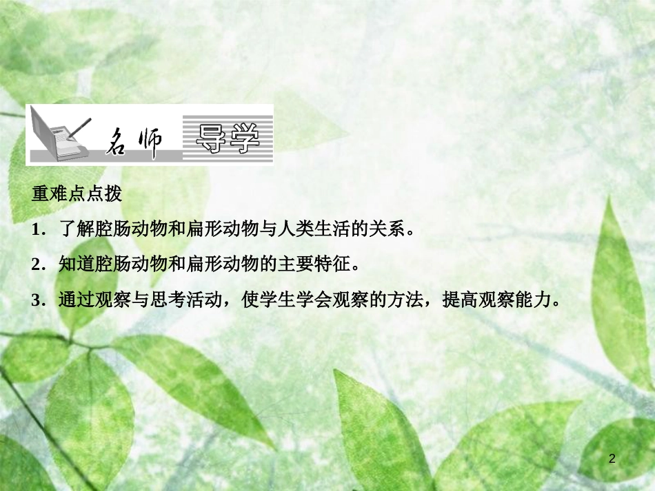 八年级生物上册 第5单元 第1章 第1节 腔肠动物和扁形动物习题优质课件 （新版）新人教版_第2页