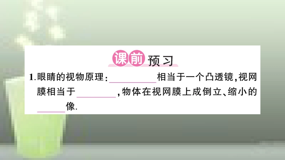 八年级物理全册 第四章 第六节 神奇的眼睛（第1课时 眼睛与视力的矫正）优质课件 （新版）沪科版_第2页