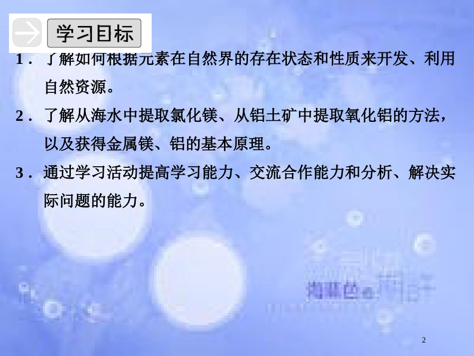 高中化学 专题二 从自然资源到化学品 2.4 镁和铝的冶炼课件 苏教版选修2_第2页