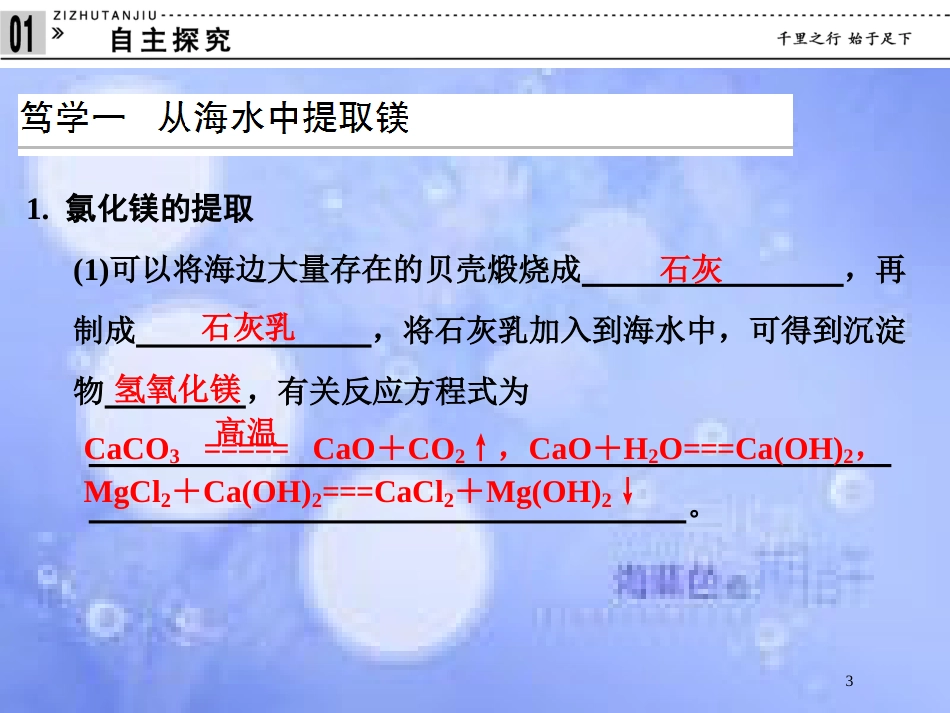 高中化学 专题二 从自然资源到化学品 2.4 镁和铝的冶炼课件 苏教版选修2_第3页