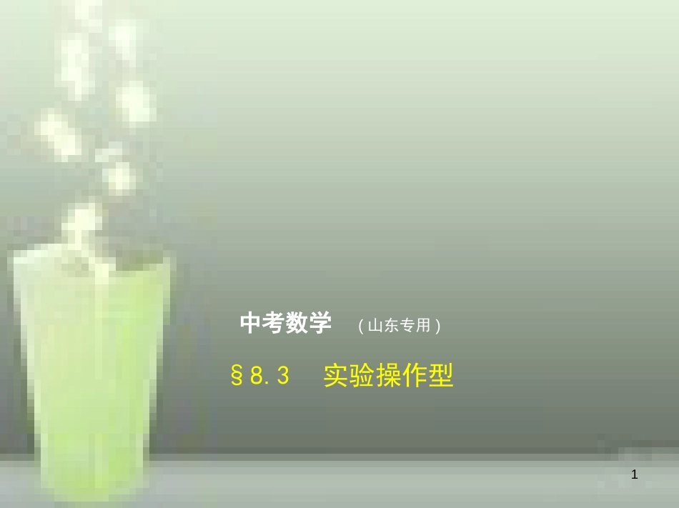 （山东专版）2019版中考数学总复习 第八章 专题拓展 8.3 实验操作型（试卷部分）优质课件_第1页