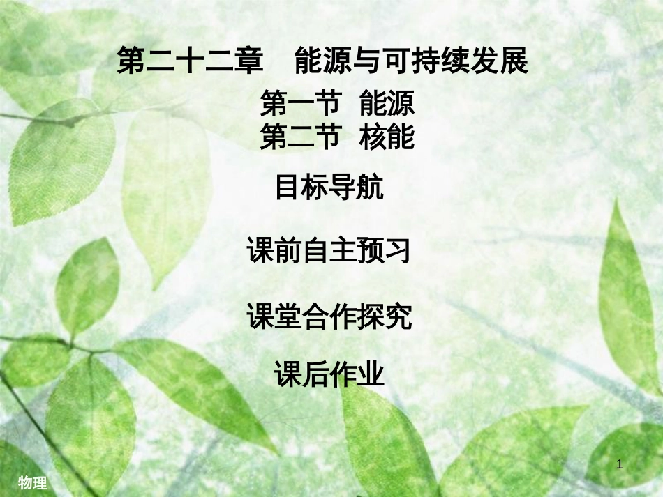 九年级物理全册 22.1-22.2 能源 核能习题优质课件 （新版）新人教版_第1页