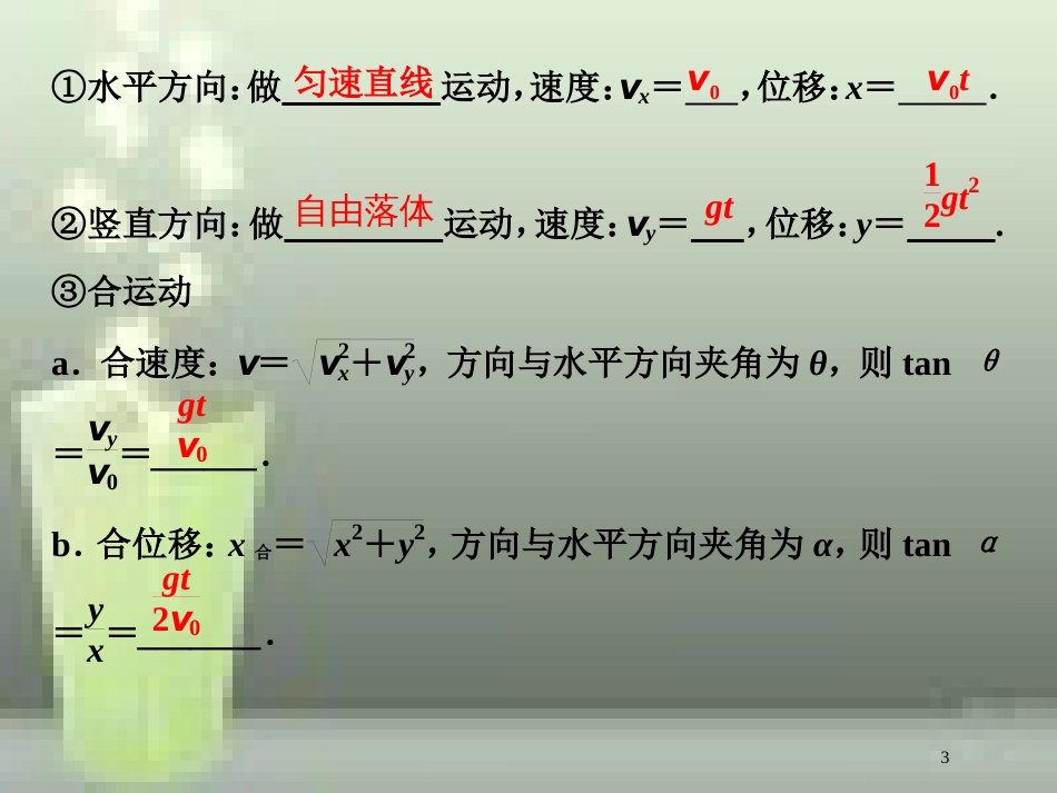 （新课标）2019届高考物理一轮复习 第4章 曲线运动万有引力与航天 第二节 抛体运动优质课件_第3页