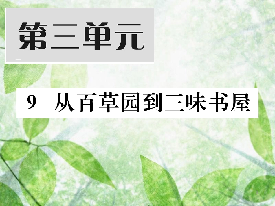 七年级语文上册 第三单元 9 从百草园到三味书屋习题优质课件 新人教版_第1页