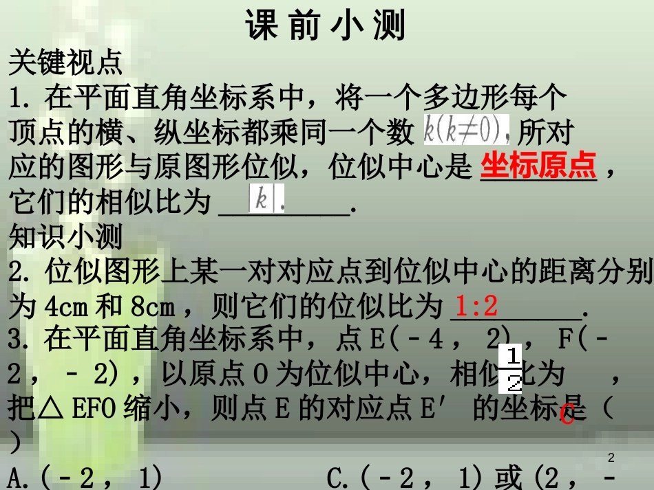 九年级数学上册 第四章 图形的相似 第13课时 图形的位似（2）优质课件 （新版）北师大版_第2页