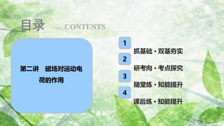 高考物理一轮复习 第九章 磁场 第二讲 磁场对运动电荷的作用优质课件_第1页