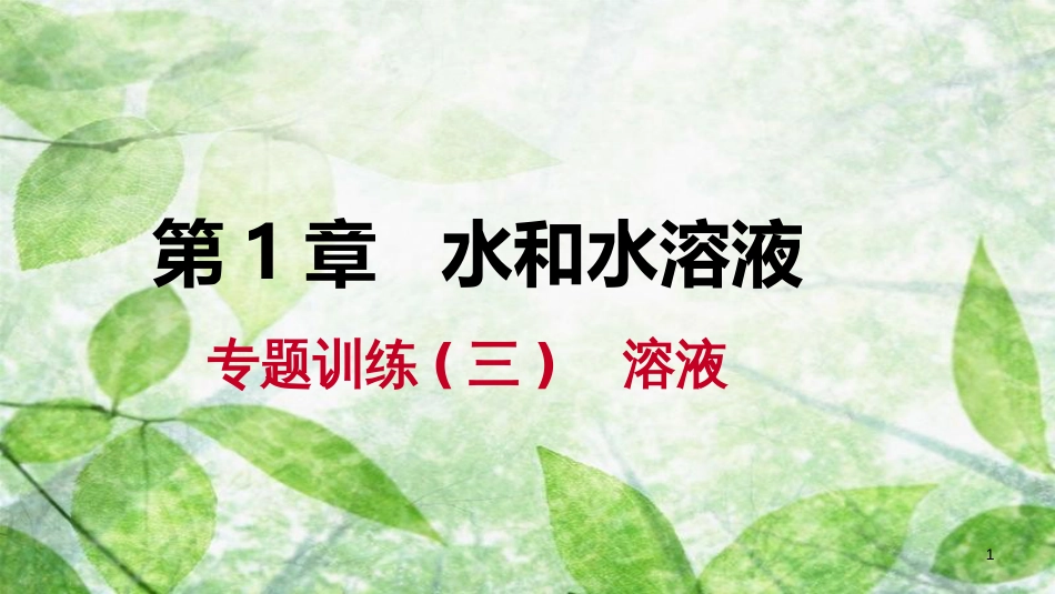 八年级科学上册 第1章 水和水的溶液 专题训练（三）溶液优质课件 （新版）浙教版_第1页