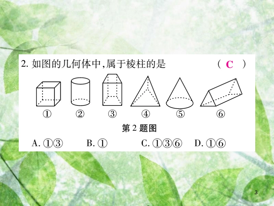 七年级数学上册 第4章 图形的初步认识 4.1 生活中的立体图形练习优质课件 （新版）华东师大版_第3页