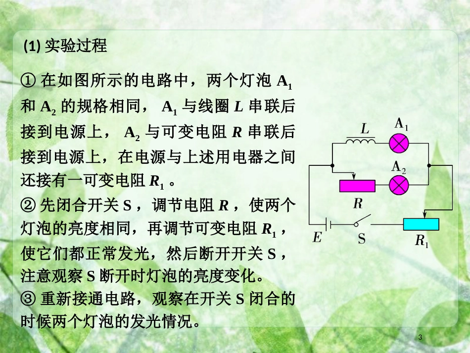 高考物理一轮总复习 实验专题 实验十一 断电、通电自感现象的演示优质课件 鲁科版选修3-2_第3页