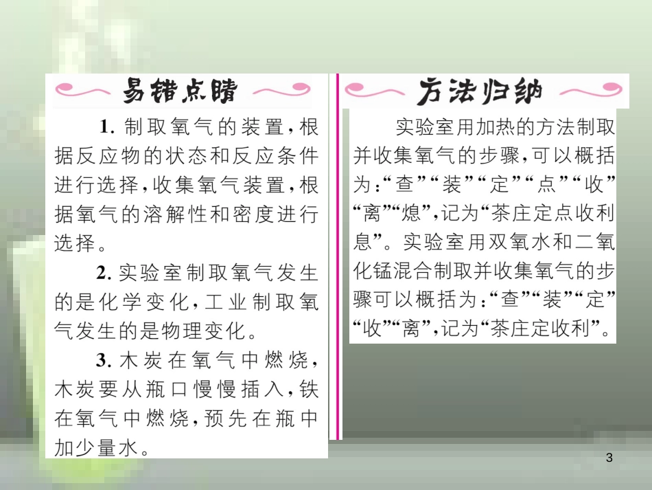 九年级化学上册 第2单元 我们周围的空气 实验活动1 氧气的实验室制取与性质习题优质课件 （新版）新人教版_第3页