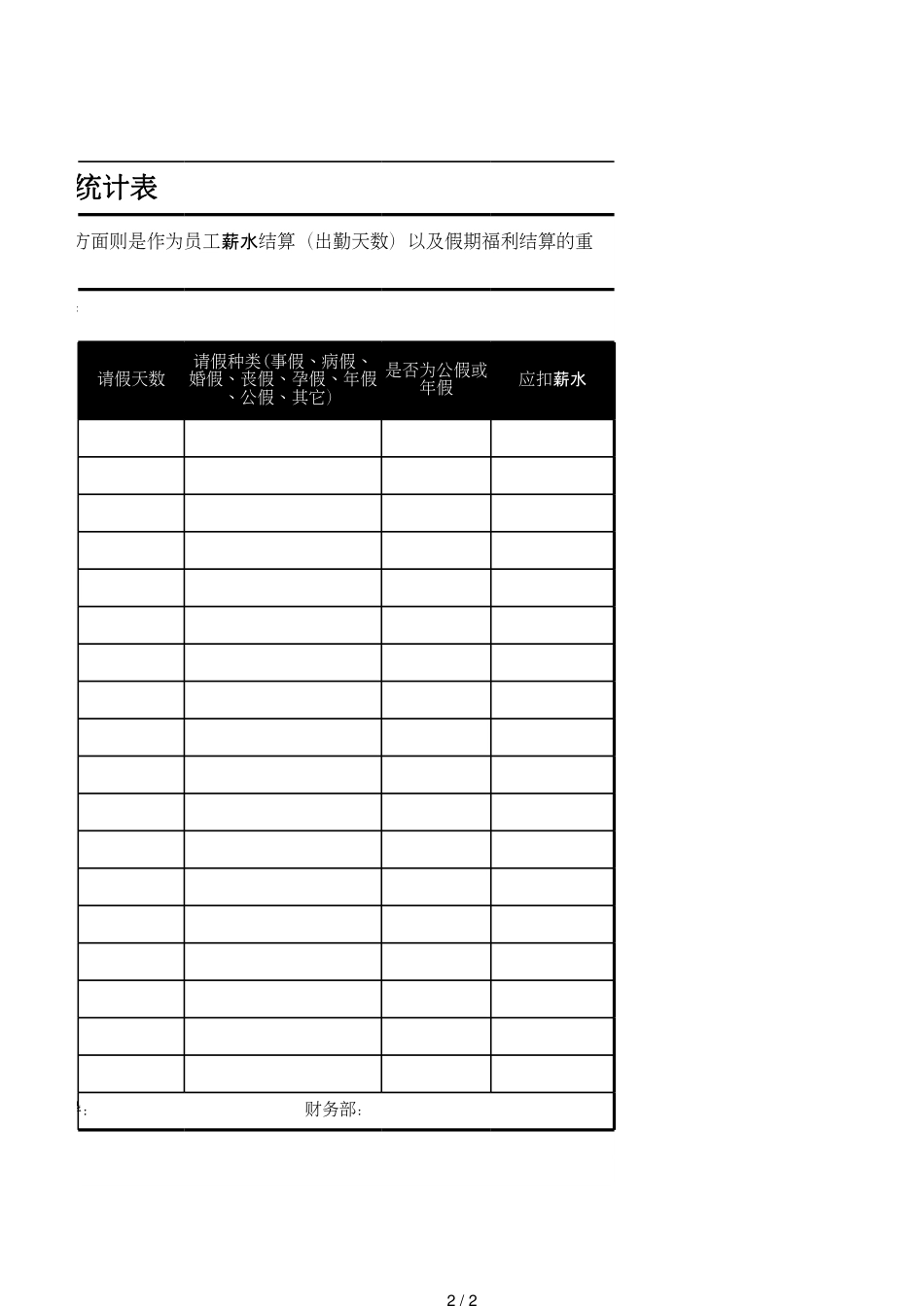 30员工月度考勤统计表_第2页