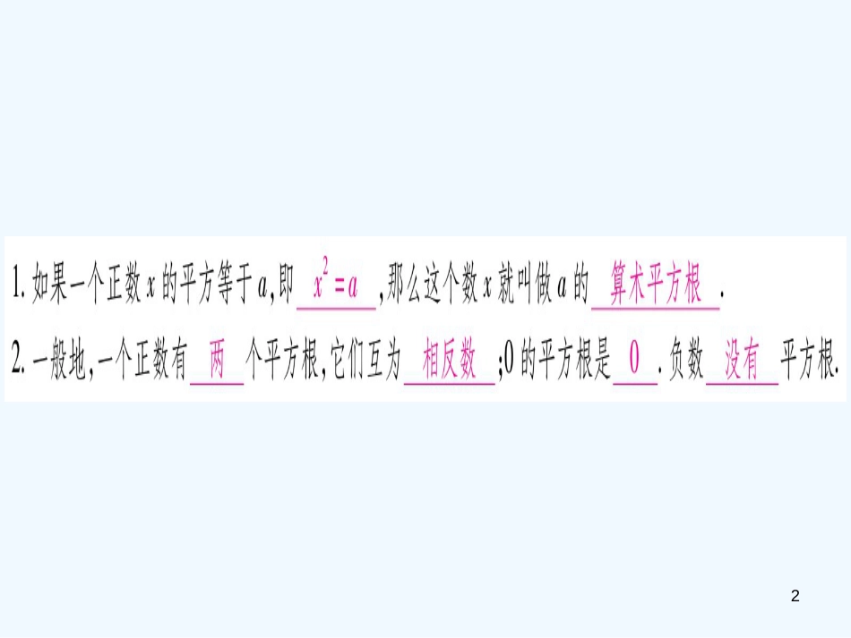 （江西专用）八年级数学上册 第2章 实数 2.2 平方根作业优质课件 （新版）北师大版_第2页