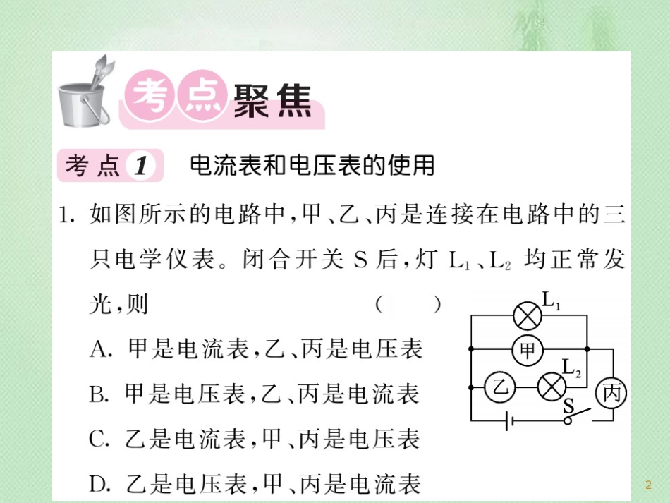 九年级物理上册 第4章 探究电流单元小结习题优质课件 （新版）教科版_第2页