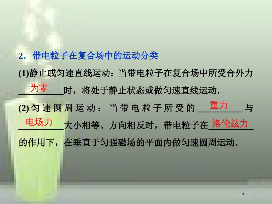 （新课标）高考物理一轮复习 第九章 磁场 第三节 带电粒子在复合场中的运动优质课件_第3页