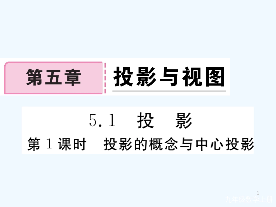 （河南专用）九年级数学上册 5.1 投影 第1课时 投影的概念与中心投影作业优质课件 （新版）北师大版_第1页