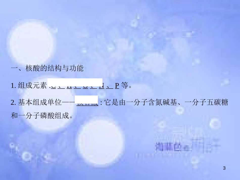 高三生物一轮复习 第二章 组成细胞的分子 2.3 遗传信息的携带者——核酸、细胞中的糖类和脂质课件 新人教版必修1_第3页