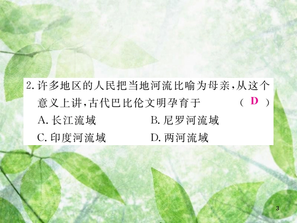 九年级历史上册 世界古代史暨期中检测卷习题优质课件 川教版_第3页