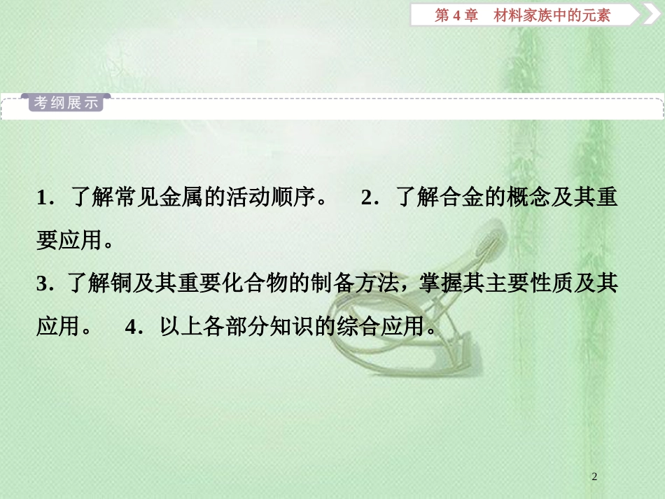 高考化学一轮复习 第4章 材料家族中的元素 第3节 金属材料 复合材料优质课件 鲁科版_第2页