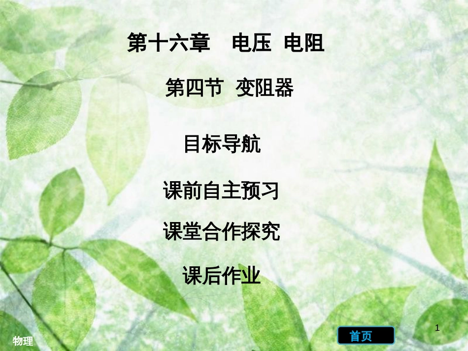 九年级物理全册 16.4 变阻器习题优质课件 （新版）新人教版_第1页