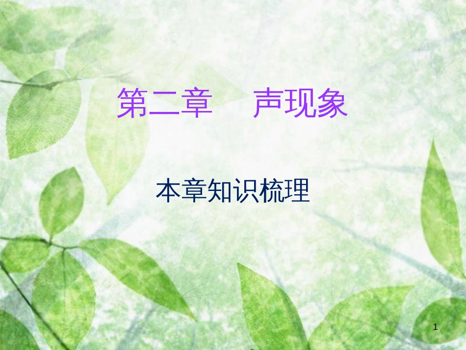 八年级物理上册 期末复习 第二章 声现象本章知识梳理习题优质课件 （新版）新人教版_第1页