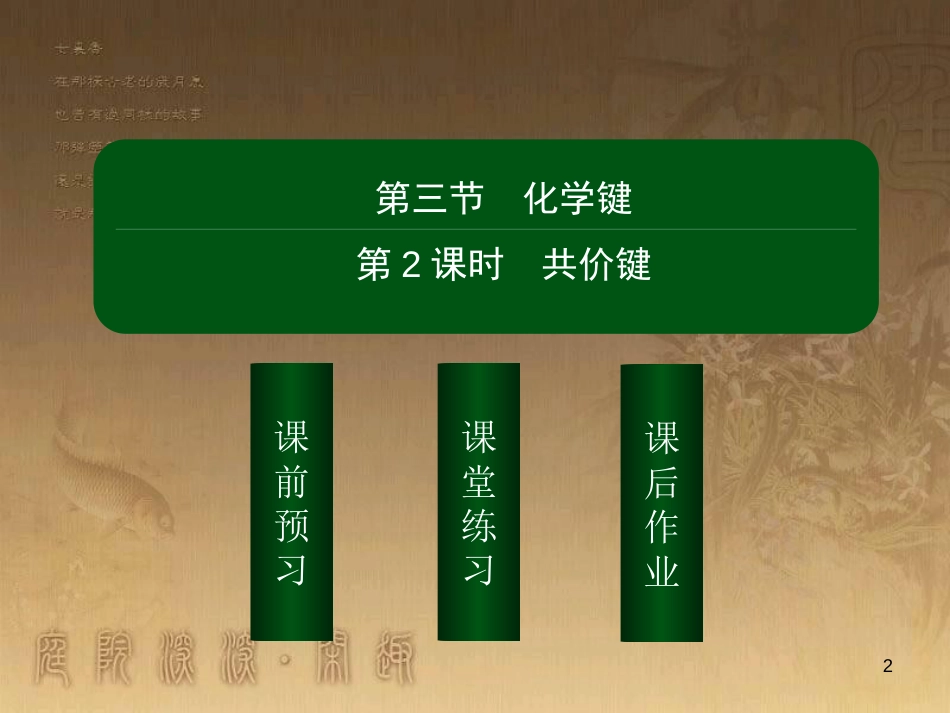 高中化学 第一章 物质结构 元素周期律 1.3.2 共价键优质课件 新人教版必修2_第2页