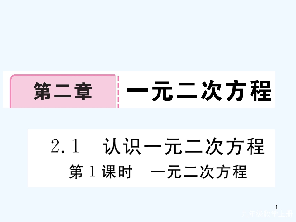 （河南专用）九年级数学上册 2.1 认识一元二次方程 第1课时 一元二次方程作业优质课件 （新版）北师大版_第1页