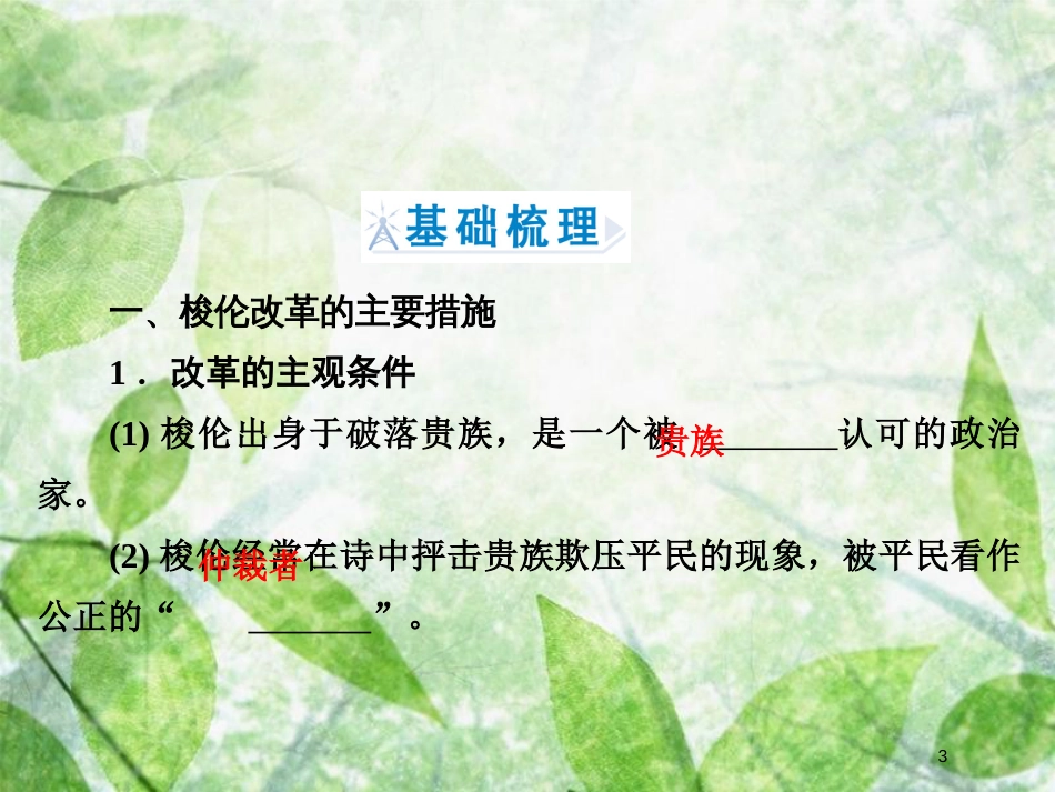 高中历史 第一章 雅典梭伦改革 1.2 梭伦改革的主要措施和特点优质课件 北师大版选修1_第3页