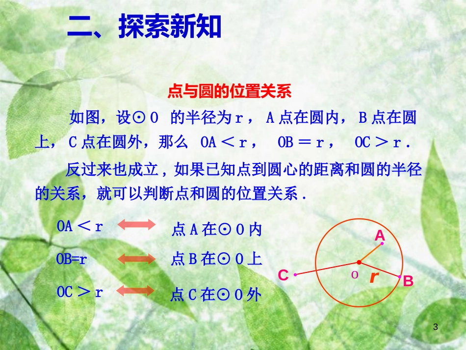 九年级数学上册 第二十四章 圆 24.2 点和圆、直线和圆的位置关系 24.2.1 点和圆的位置关系优质课件 （新版）新人教版_第3页