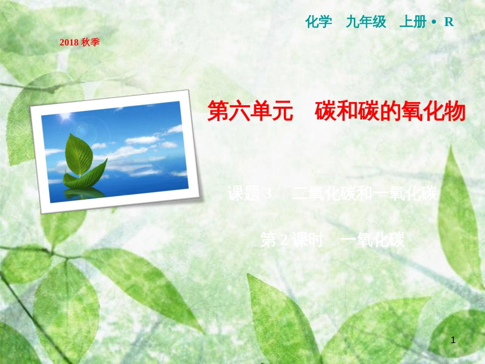 九年级化学上册 第6单元 碳和碳的氧化物 课题3 二氧化碳和一氧化碳 第2课时 一氧化碳作业优质课件 （新版）新人教版_第1页