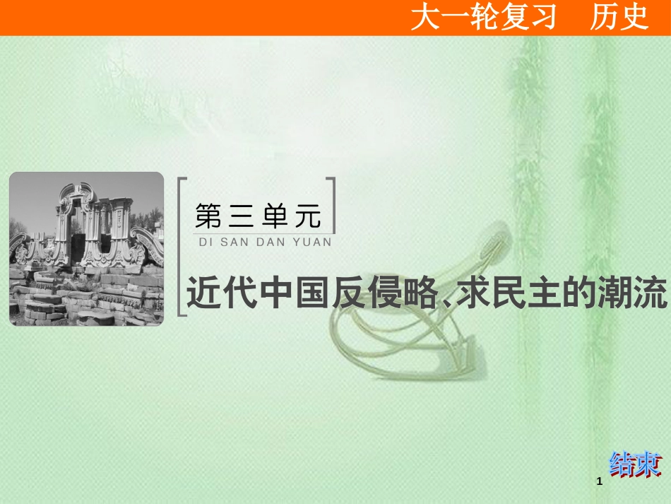 高考历史大一轮复习 必考部分 第三单元 近代中国反侵略、求民主的潮流单元总结提升优质课件 新人教版_第1页