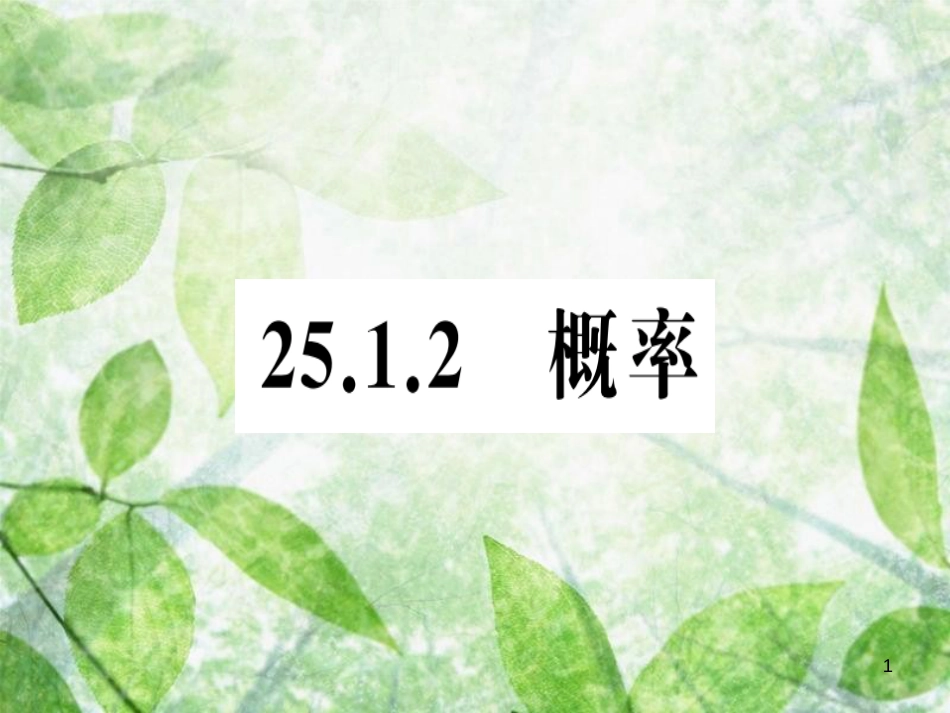 九年级数学上册 第二十五章 概率初步 25.1 随机事件与概率 25.1.2 概率习题优质课件 （新版）新人教版_第1页