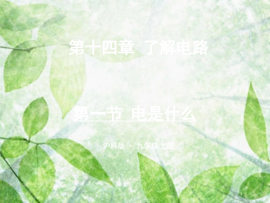 九年级物理全册 第十四章 第一节 电是什么优质课件 （新版）沪科版_第1页
