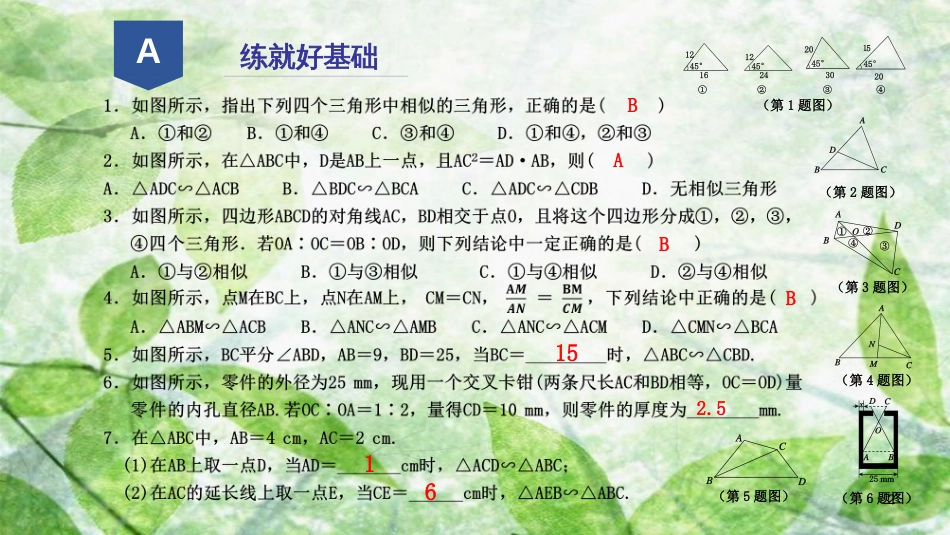 九年级数学上册 第四章 相似三角形 4.4 两个三角形相似的判定优质课件2 （新版）浙教版_第2页
