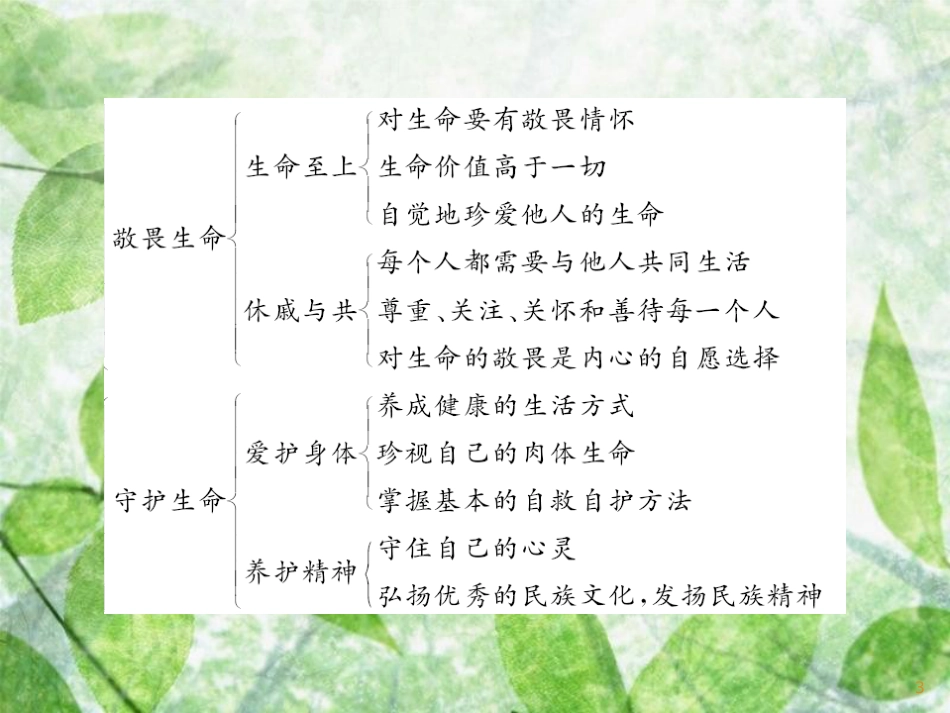 七年级道德与法治上册 第四单元 生命的思考整理与复习习题优质课件 新人教版_第3页