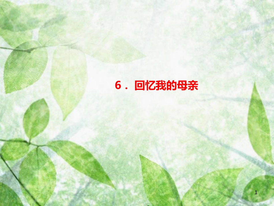 八年级语文上册 第二单元 6 回忆我的母亲习题优质课件 新人教版_第1页