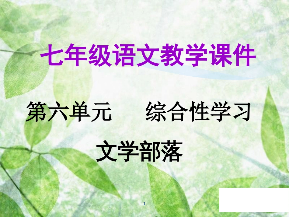 七年级语文上册 第六单元 综合性学习教学优质课件 新人教版_第1页