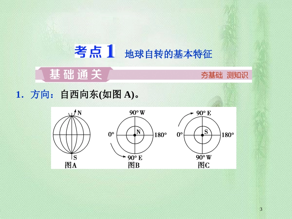 高考地理一轮复习 第1章 宇宙中的地球 第4讲 地球自转及其地理意义优质课件 湘教版_第3页